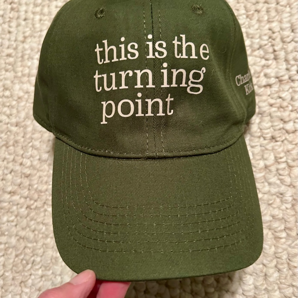 Green Turning Point Baseball Cap with White Text